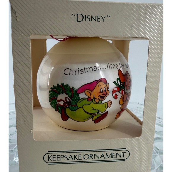 Hallmark Other - Hallmark Keep Disney 1982 Unbreakable Satin Ornament Snow White Dwarfs Christmas